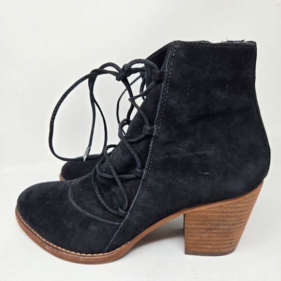 SAM EDELMAN Women's Millard Black Leather Lace Up Ankle Boots Anthro Size 8.5 - Picture 5 of 14